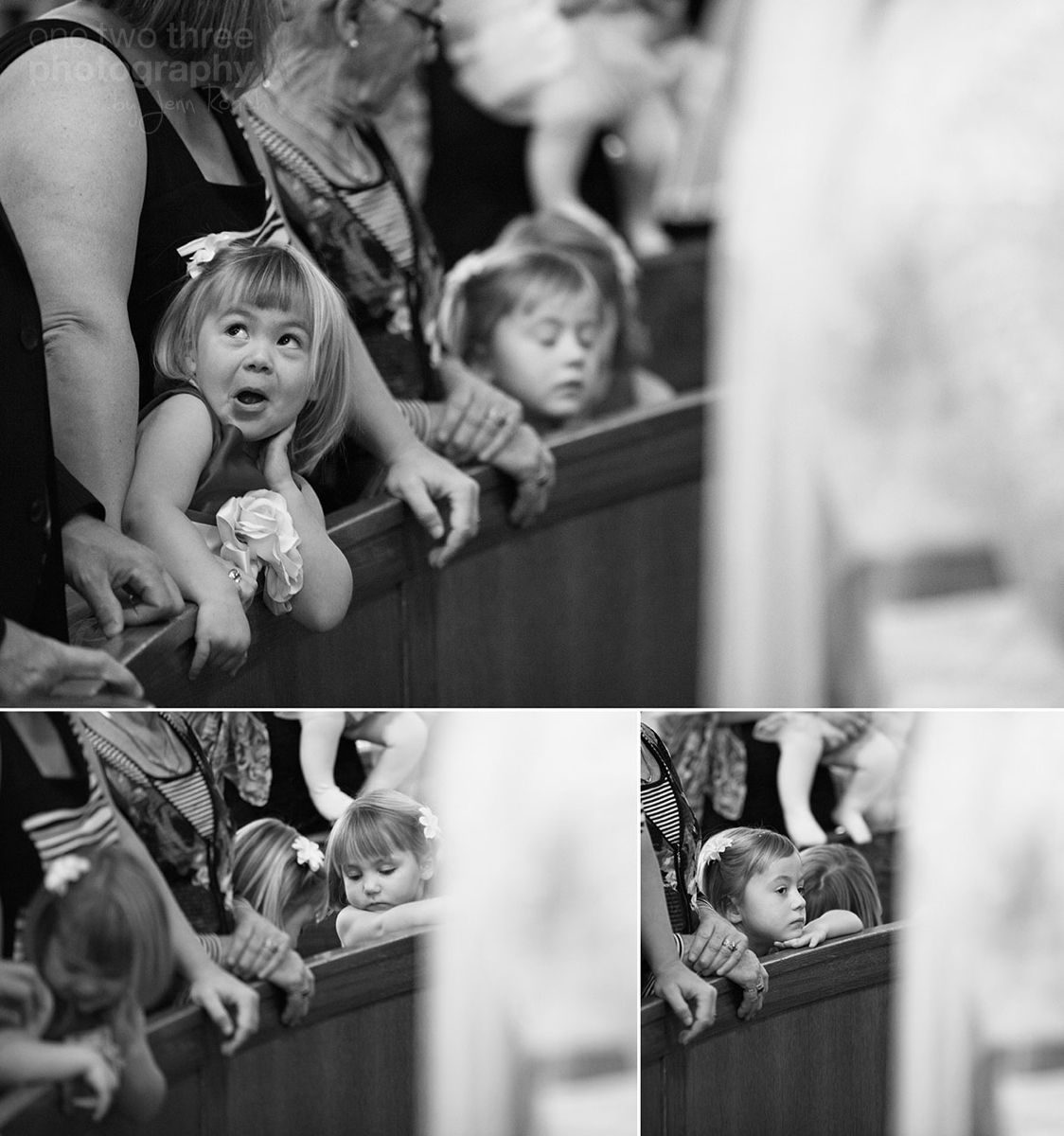 028 Flowergirls make funny faces during ceremony