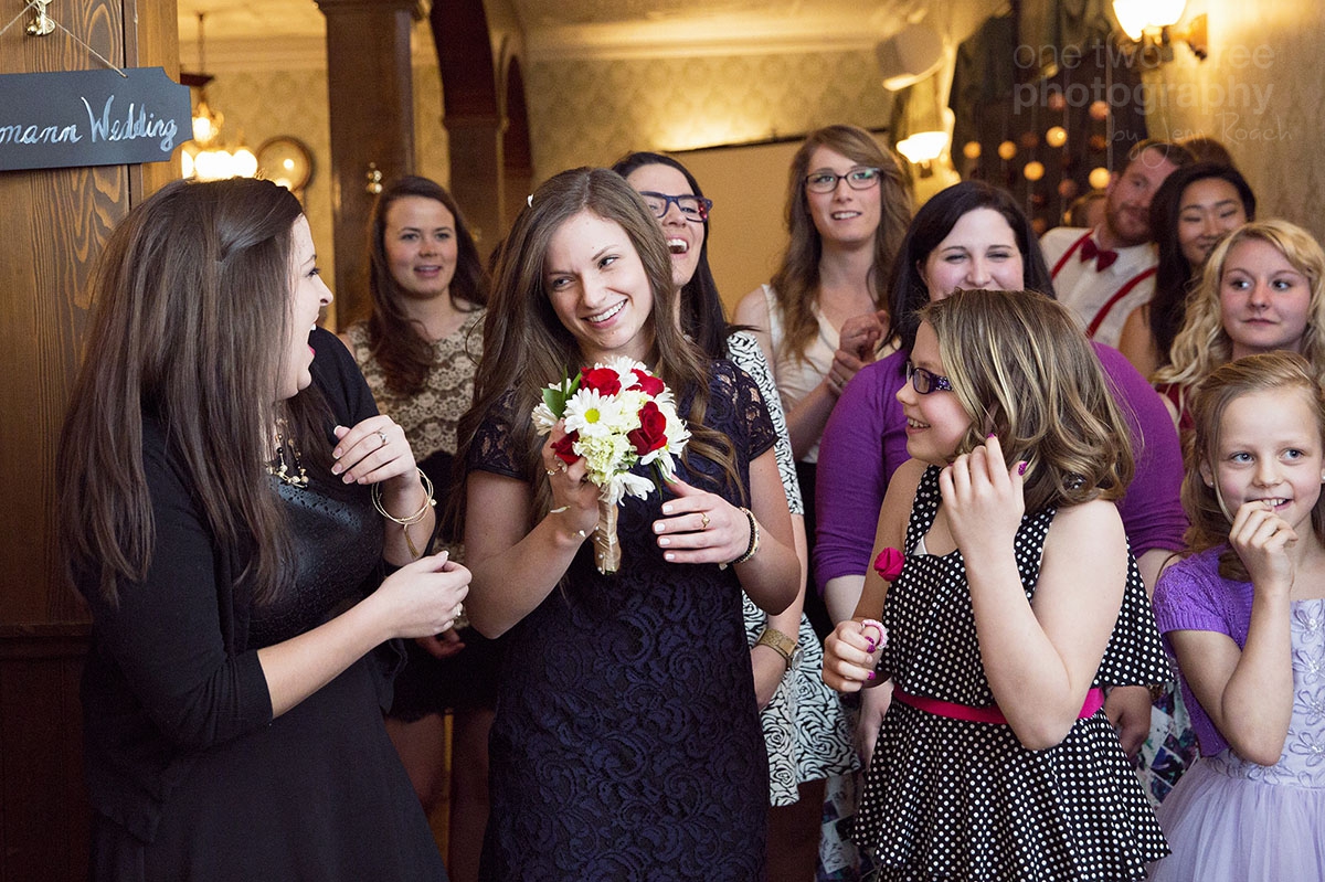 099 Reaction to getting the flowers during the bouquet toss