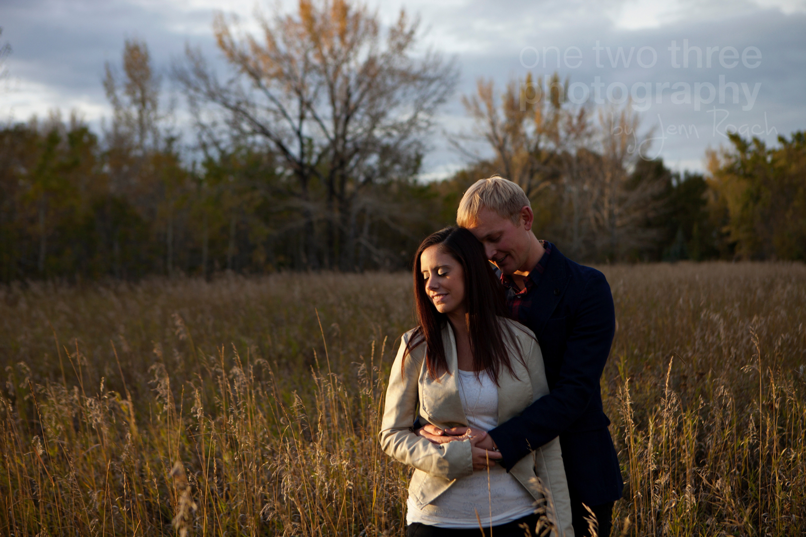 Golden hour engagement shoot in the fall in Calgary