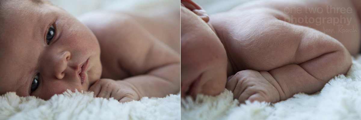 A beautiful little newborn girl in her home during a natural photography session.