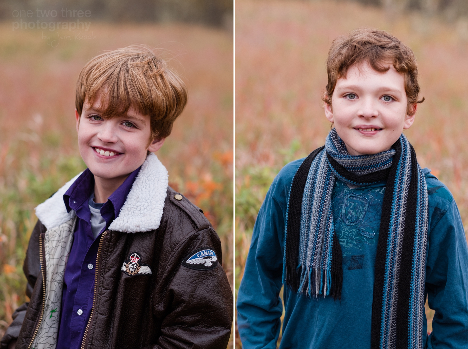 Portraits of two brothers during a fall family photoshoot
