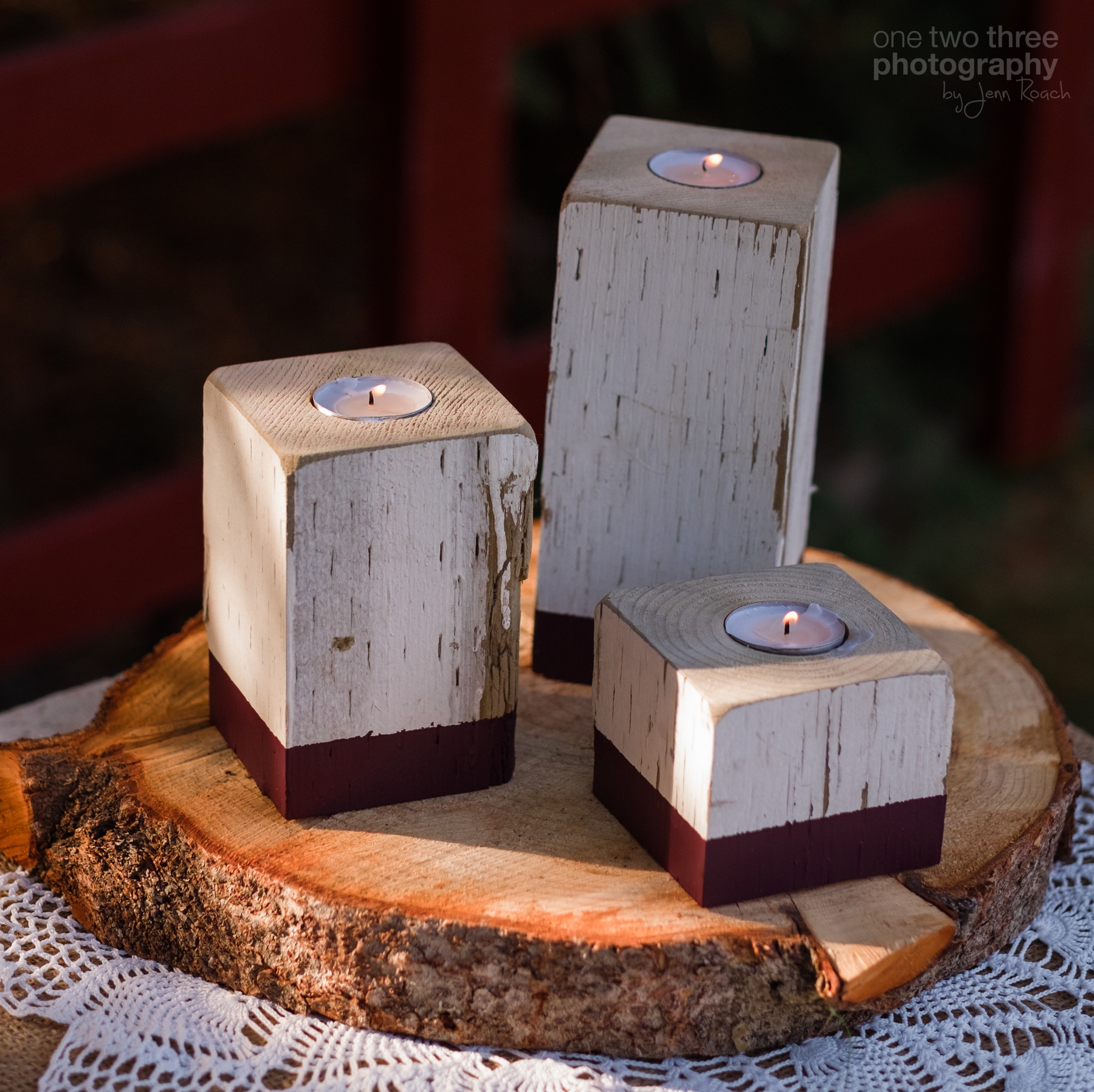 Rustic recycled and reclaimed tea light candleholders