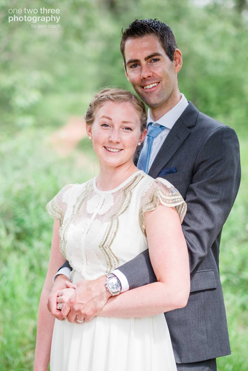 Newly married couple in Fish Creek Park